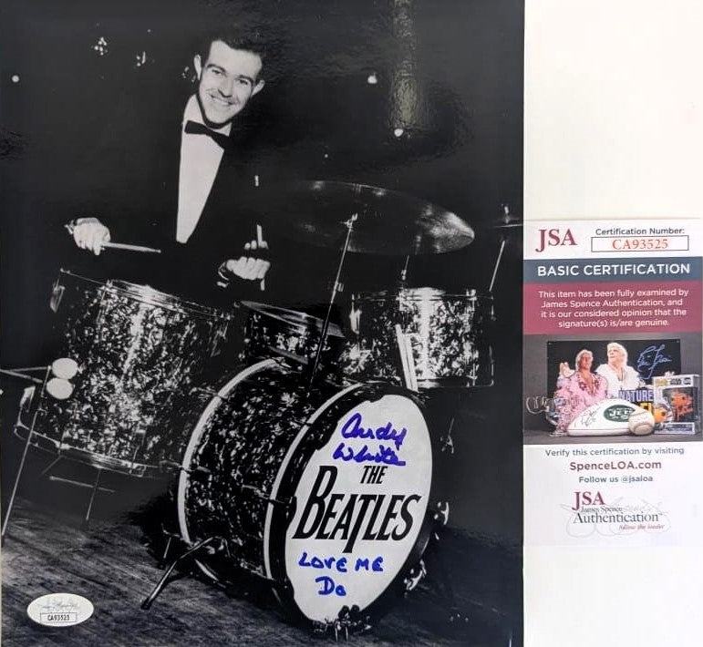Andy White The Beatles Fotografía Y Vinil Autografiado Enmarcada certificada por JSA