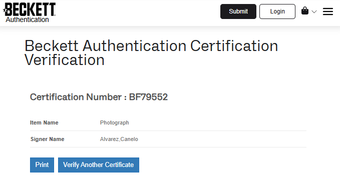 Saul “Canelo” Álvarez Fotografía Autografiada firma certificada por Beckett BF79552.