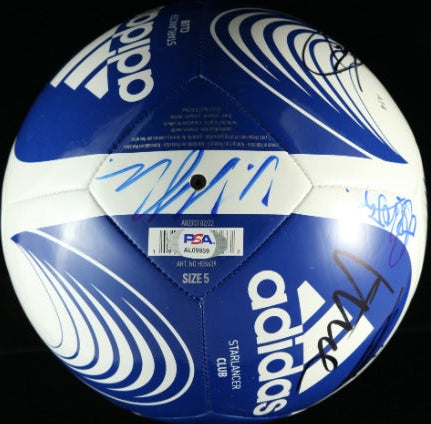Balón Autografiado por ganadores de la Champions League (Christian Pulisic, Marcos Alonso, Jorginho, Mason Mount, Teddy Sharman-Lowe, Tomas Tuchel) autenticada por PSA, numero de certificado AL09959.