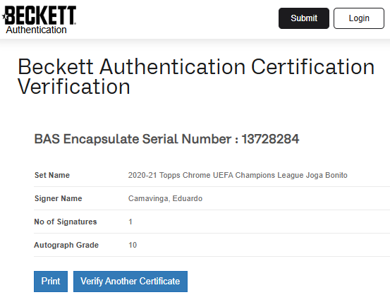 Eduardo Camavinga Stade Rennais FC TARJETA # 00013728284 autografiada autógrafo certificado por Beckett.