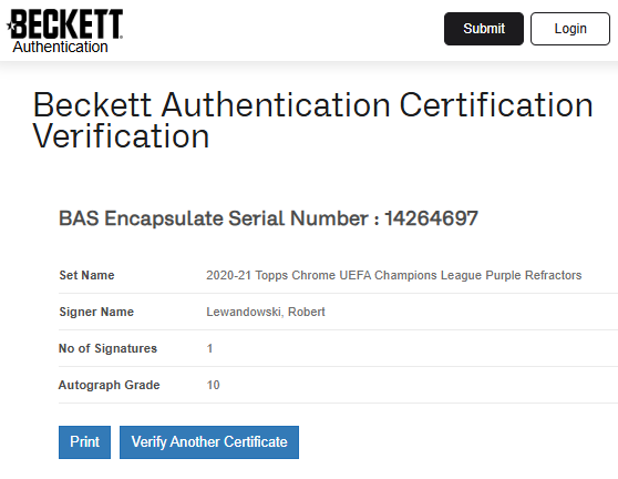 Robert Lewandowski TARJETA FC Bayern München # 00014264697 autografiada autógrafo certificado por Beckett.