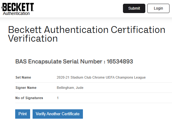 Bellingham Borussia Dortmund tarjeta autografiada enmarcada certificado del autógrafo por Beckett 00016534893.