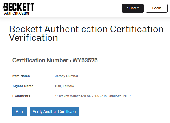Lamelo Ball Playera Charlotte autografiada firma autentificada por la compañía Beckett con el número WY53575.