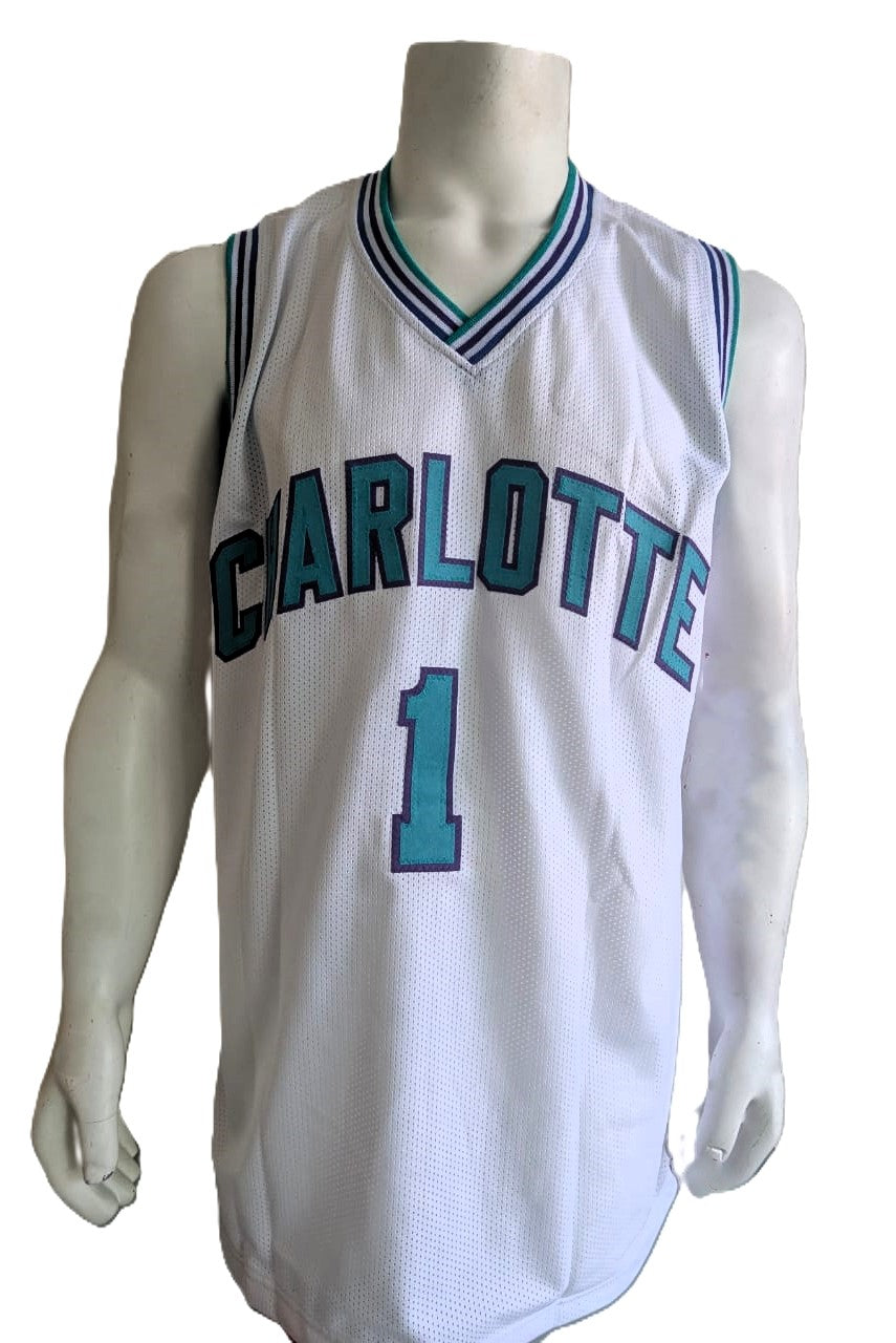 Muggsy Bogues Playera Charlotte Autografiada certificada por Beckett con holograma 1W462887
