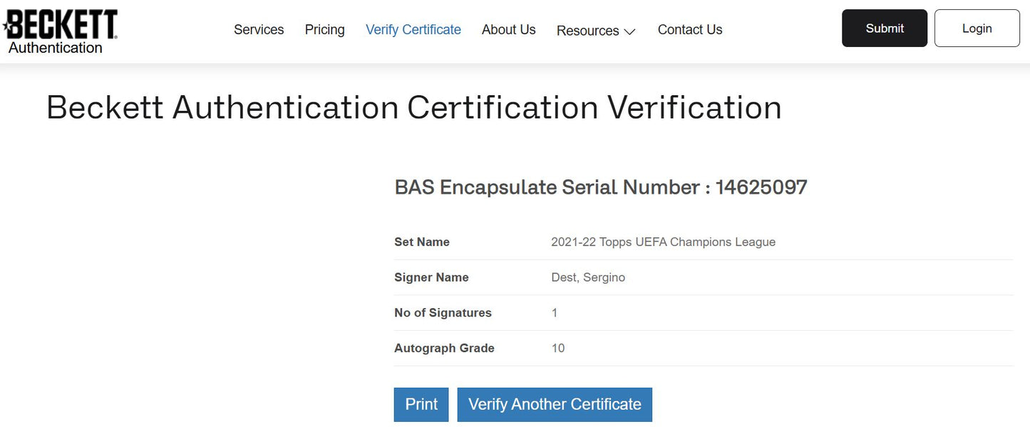 Sergiño Dest Tarjeta 2021 Autografiada Topps UCL Barcelona Certificada por Beckett 00014625097