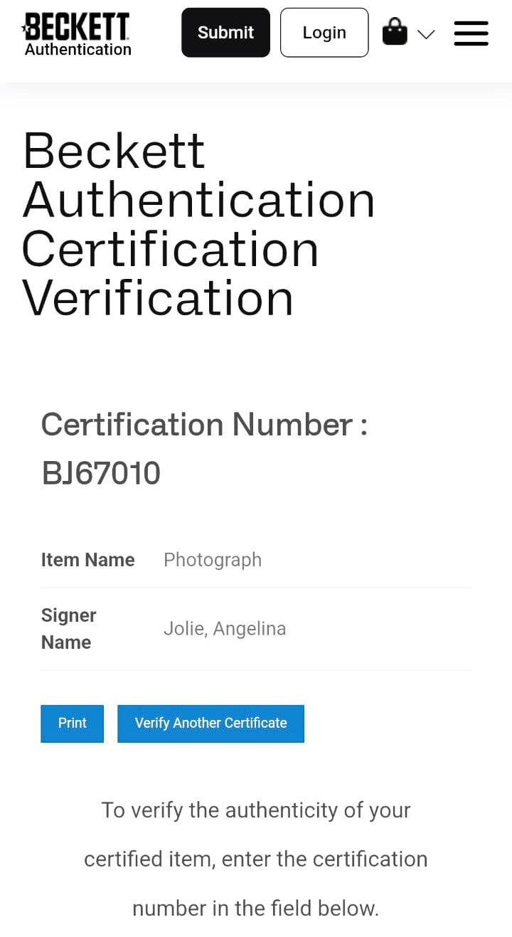 Angelina Jolie Fotografía Autografiada Tomb Raider firma certificada por Beckett BJ67010