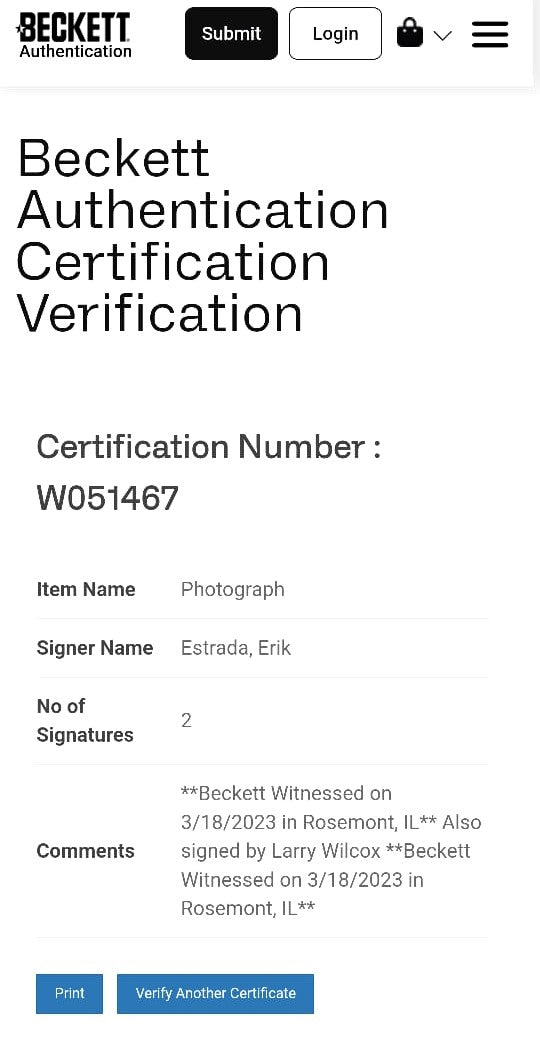 Erik Estrada y Larry Wilcox Patrulla Motorizada Fotografía Autografiada firma certificada por Beckett W051467