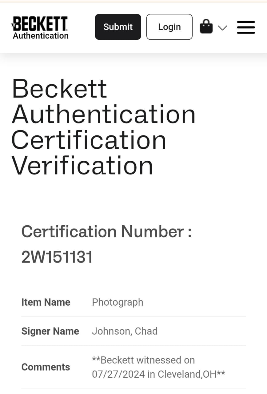 Chad Johnson “Ochocinco” Cincinnati Bengals Fotografía Autografiada firma certificada por Beckett 2W151131