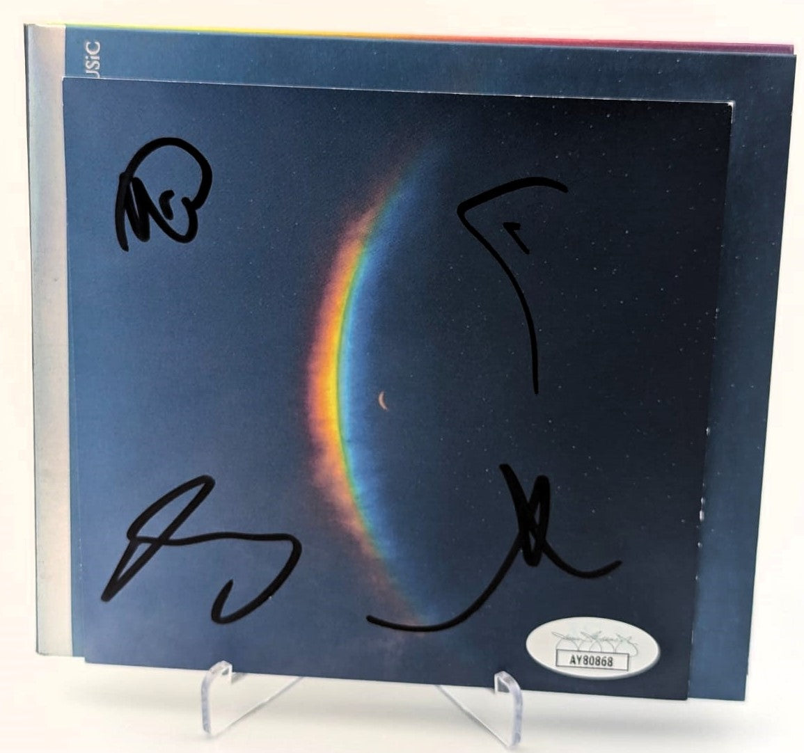 Coldplay Cd Autografiado por 4 integrantes autenticado por JSA AY80781 y AY80868