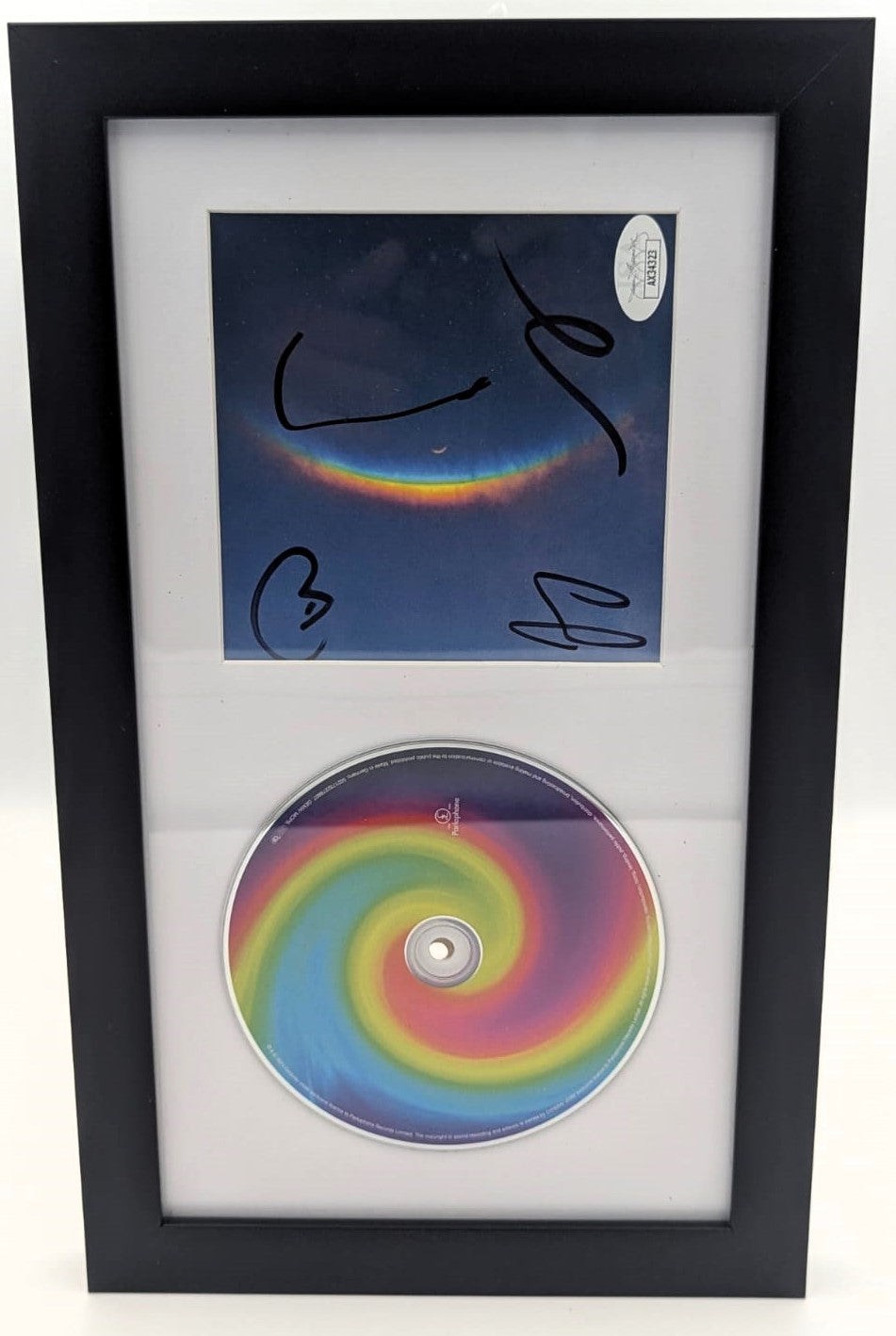 Coldplay Cd Autografiado por 4 integrantes y enmarcado autenticado por AX34323
