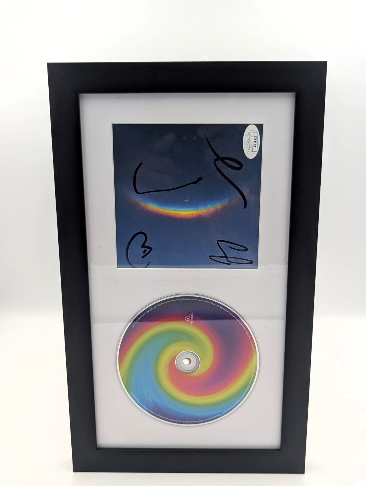 Coldplay Cd Autografiado por 4 integrantes y enmarcado autenticado por AX34323