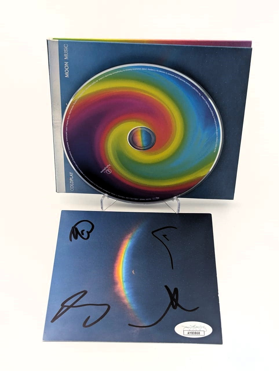 Coldplay Cd Autografiado por 4 integrantes autenticado por JSA AY80781 y AY80868