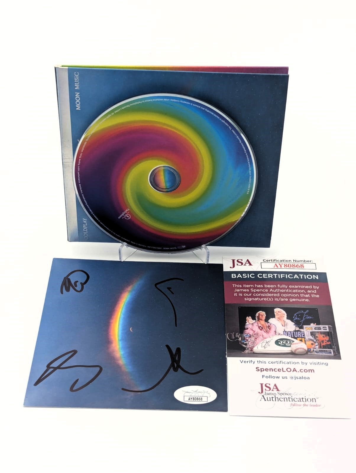 Coldplay Cd Autografiado por 4 integrantes autenticado por JSA AY80781 y AY80868