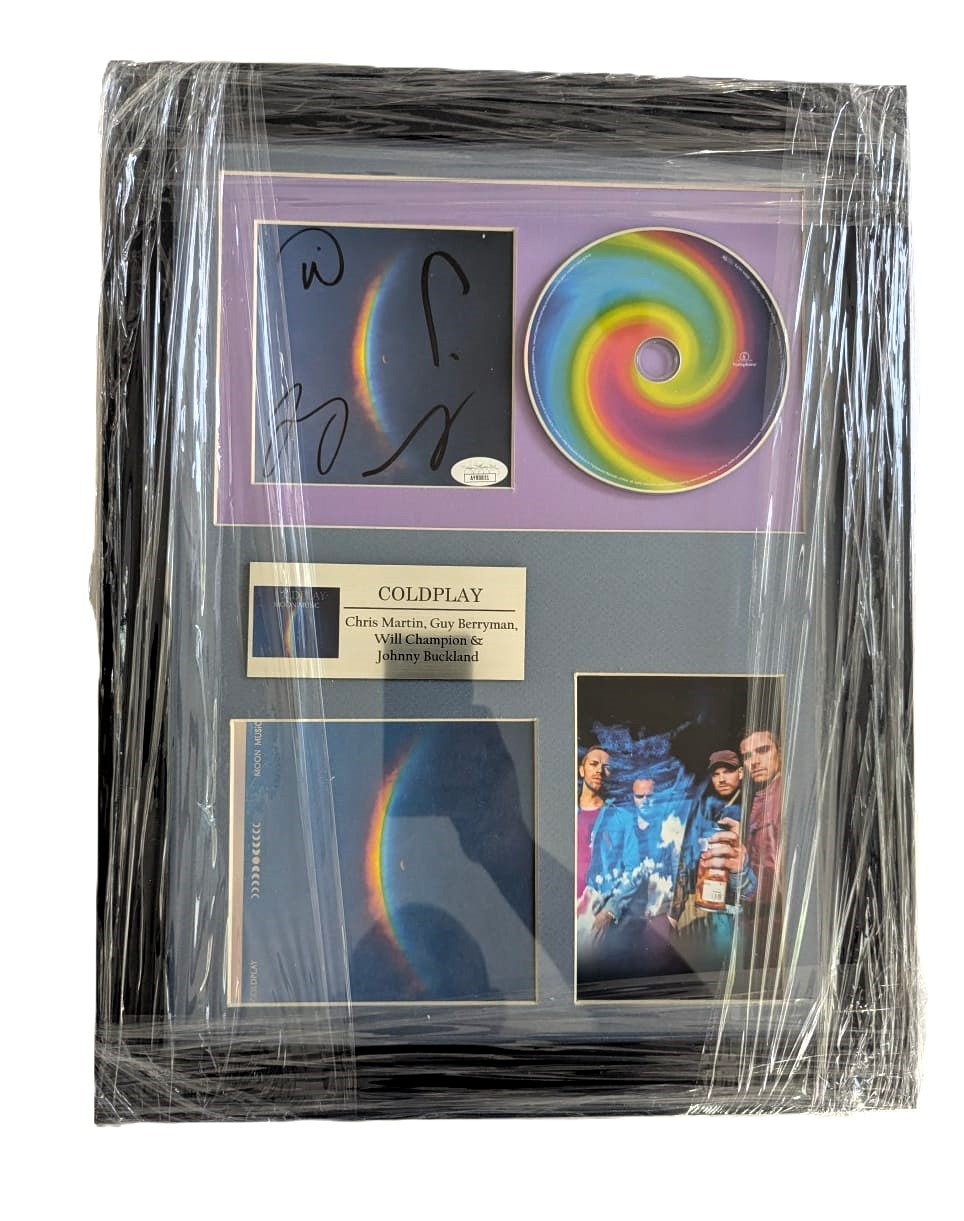 Coldplay Cd Autografiado por 4 integrantes y enmarcado autenticado por AY80851