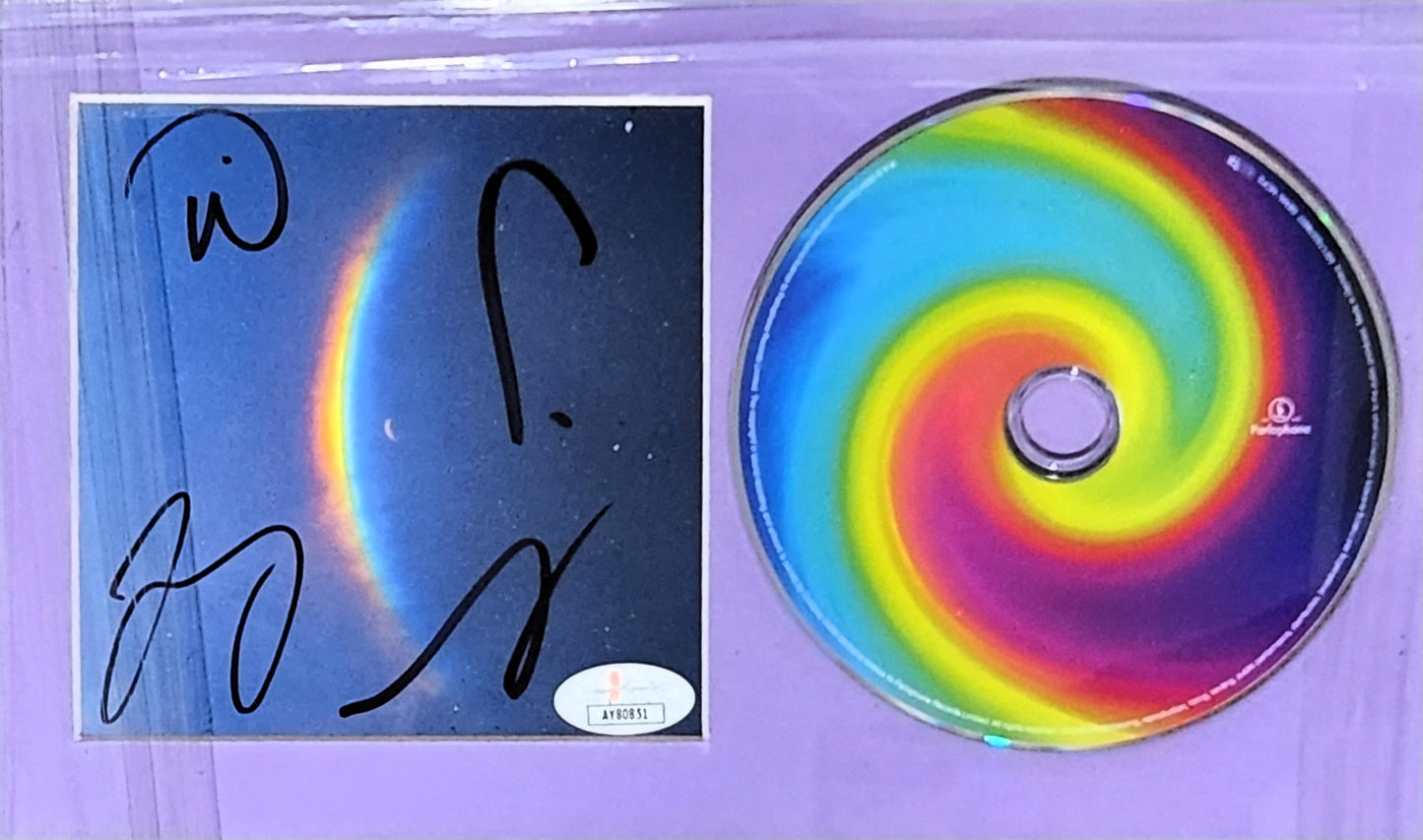 Coldplay Cd Autografiado por 4 integrantes y enmarcado autenticado por AY80851