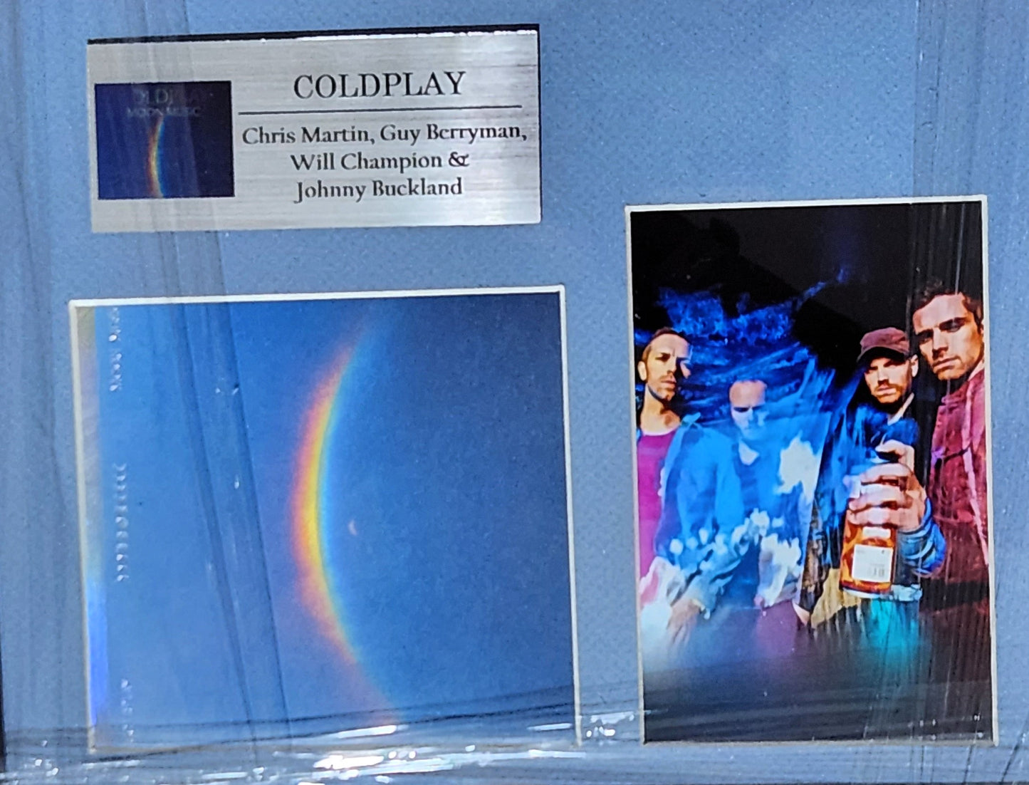 Coldplay Cd Autografiado por 4 integrantes y enmarcado autenticado por AY80851
