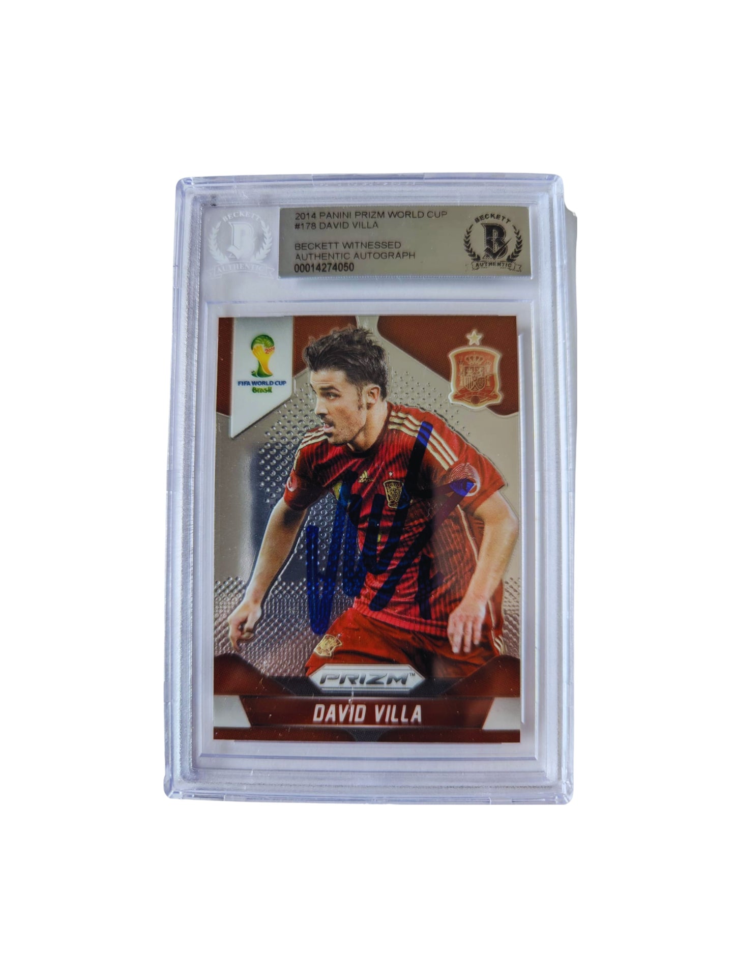 David Villa España TARJETA # 0014274050 autografiada autógrafo certificado por Beckett.