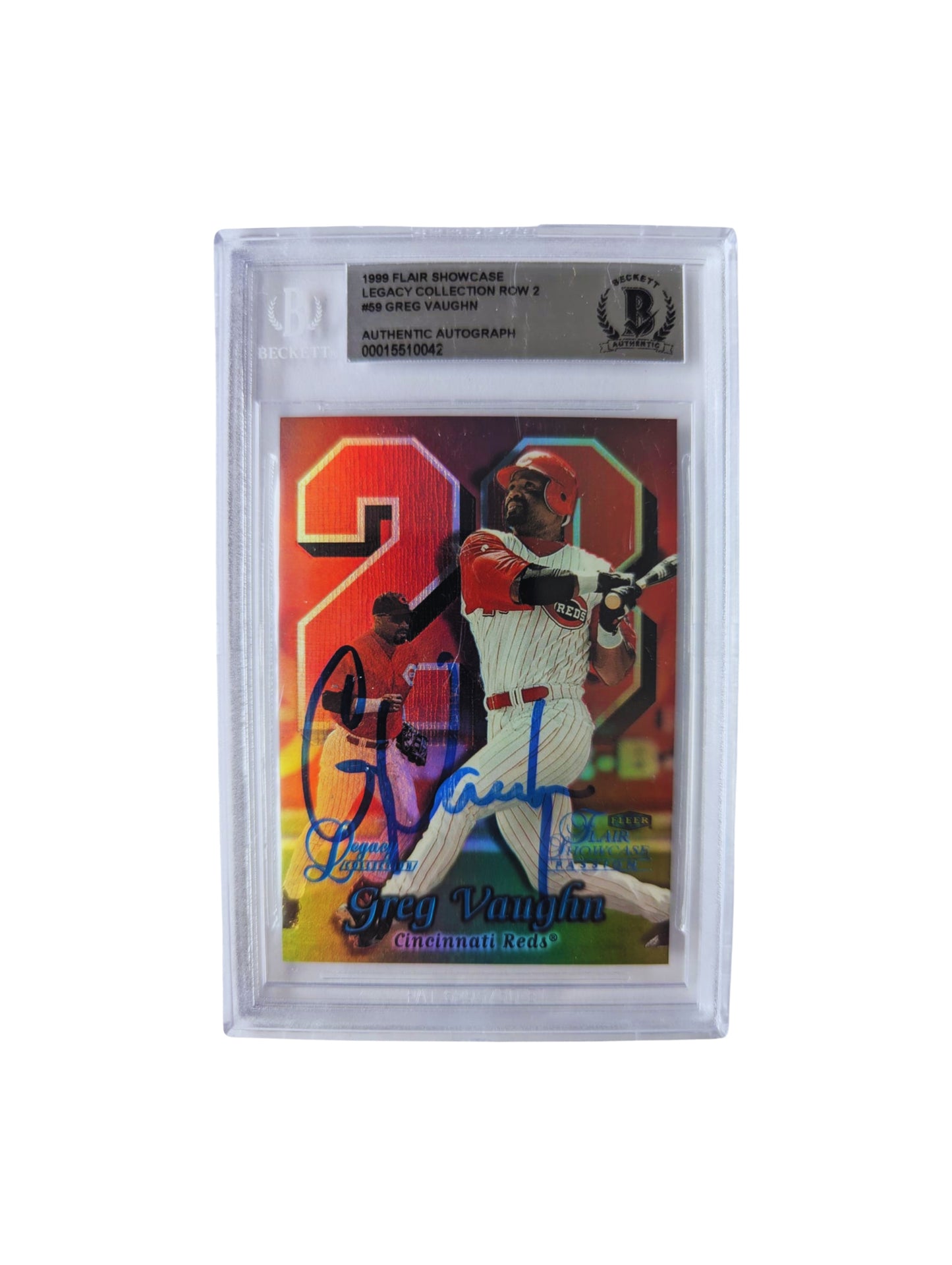 Greg Vaughn TARJETA Cincinnati Reds 00015510042 autografiada autógrafo certificado por Beckett.