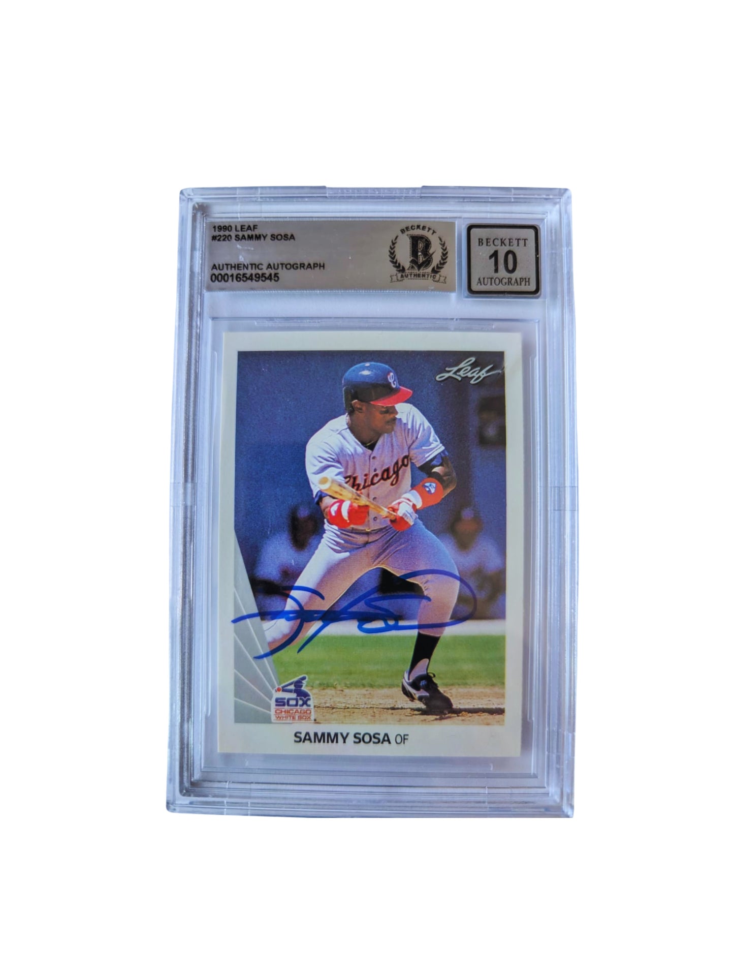 Sammy Sosa TARJETA Chicago White Sox # 00016549545 autografiada autógrafo certificado por Beckett.