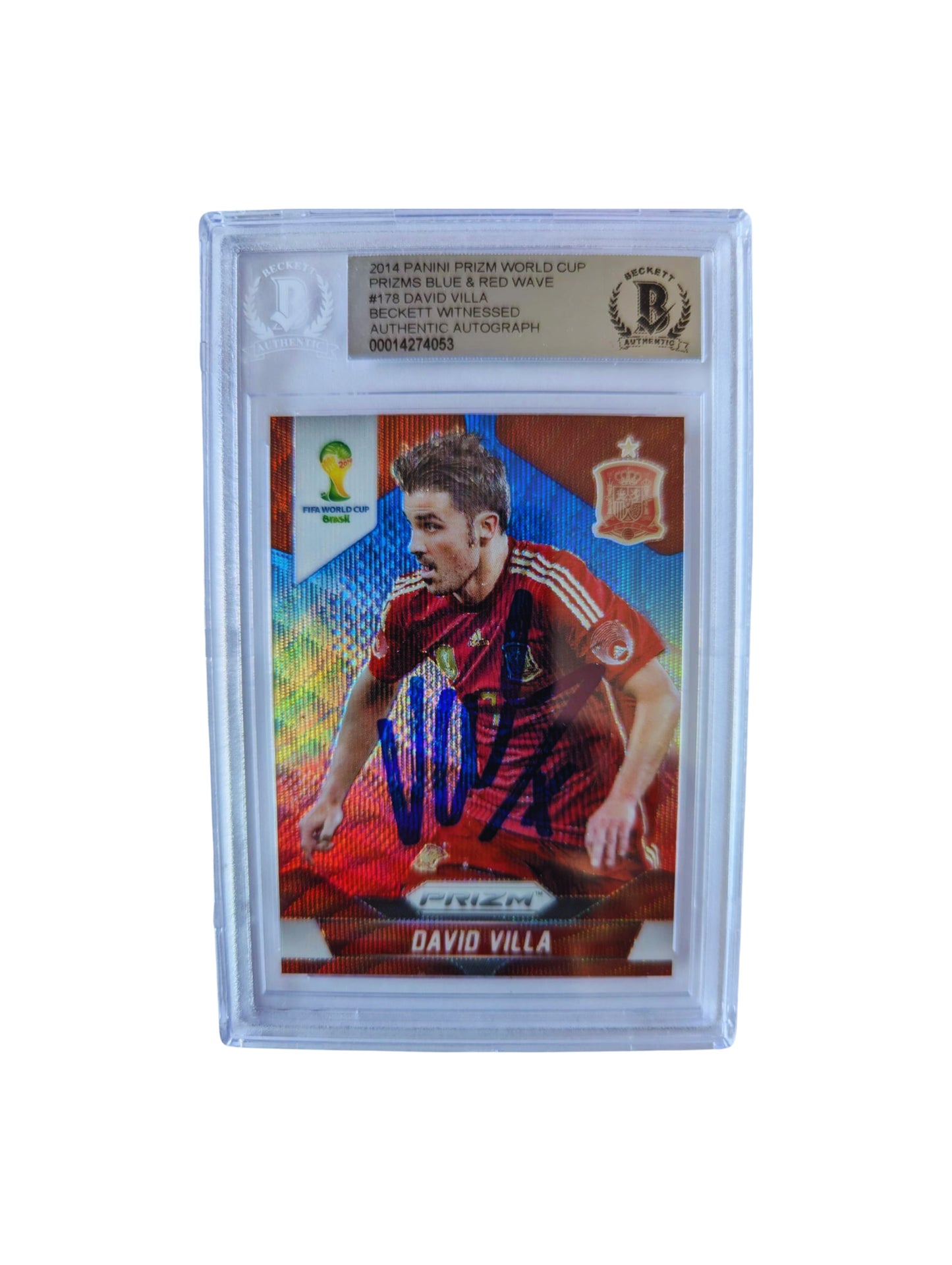 David Villa España TARJETA 0014274041 autografiada autógrafo certificado por Beckett.