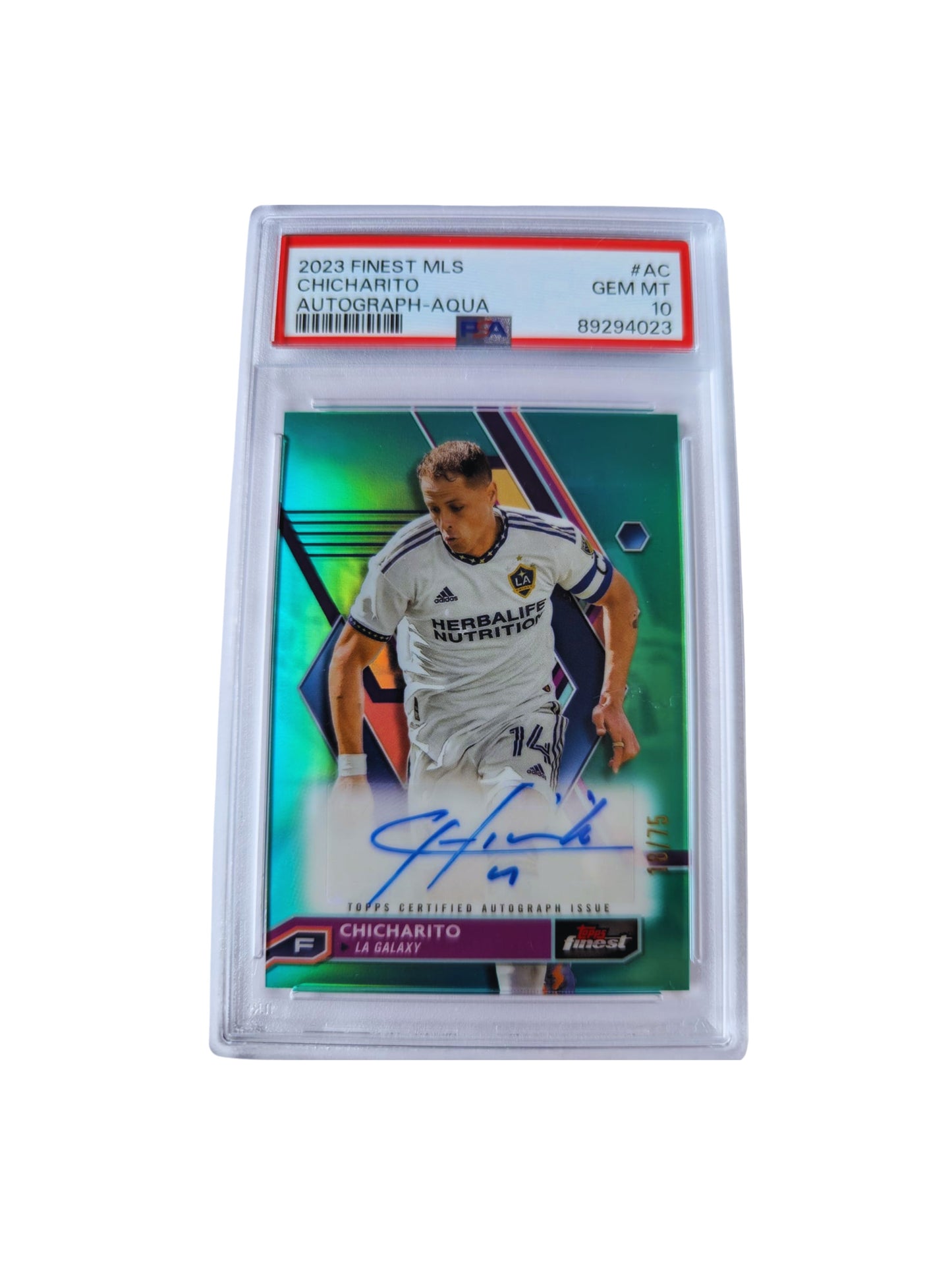 Javier “Chicharito” Hernández Tarjeta LA Galaxy autografiada autenticada por PSA # 89294023.