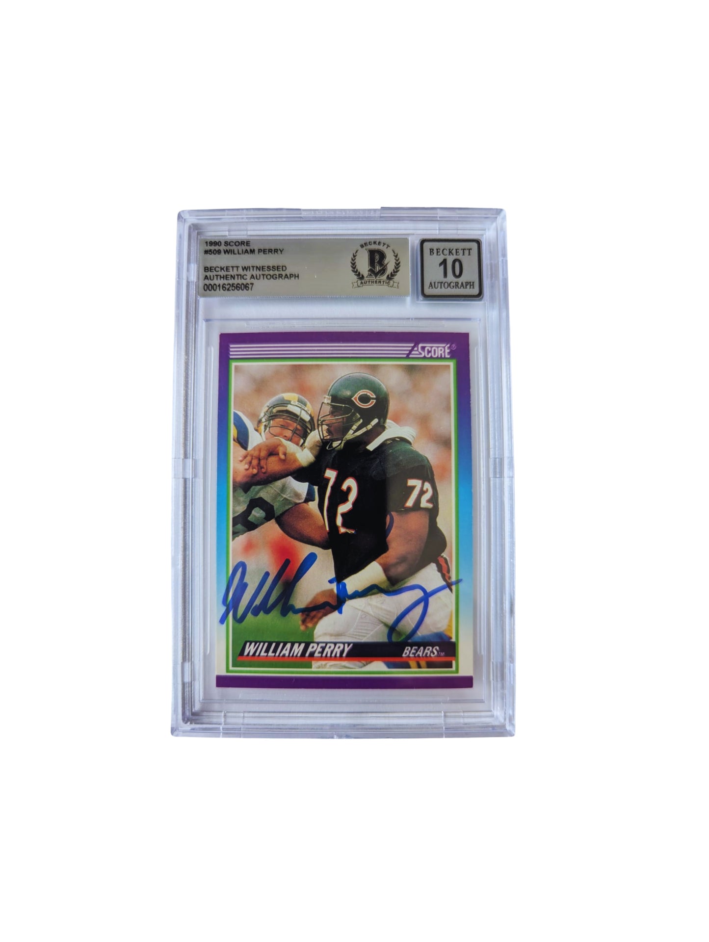 William Perry TARJETA Bears autografiada autógrafo certificado por Beckett 00016256067