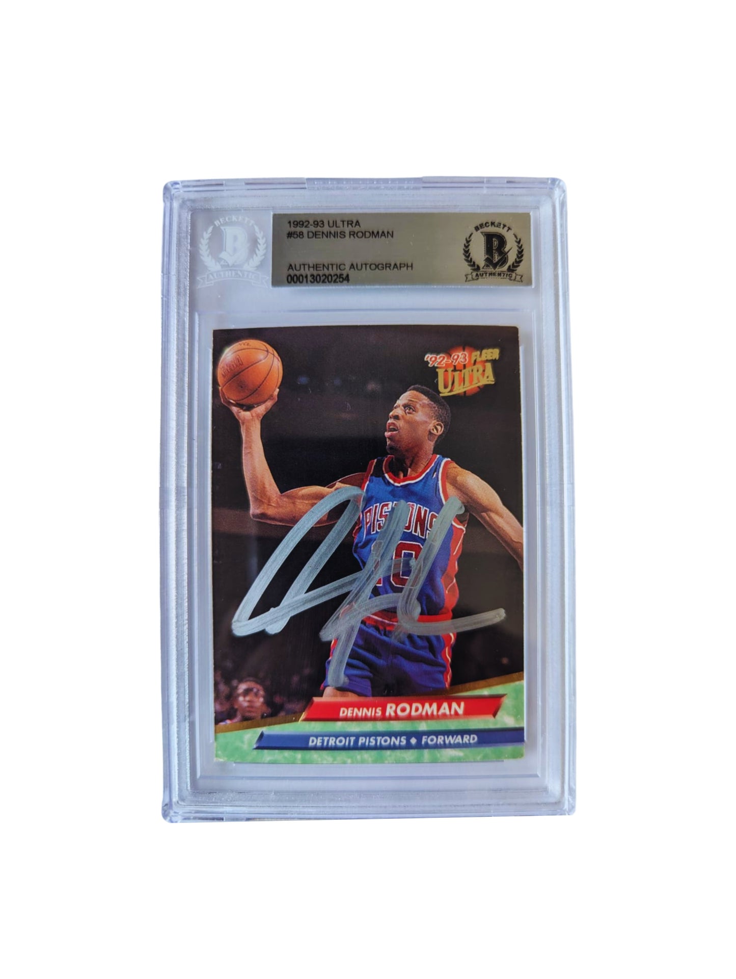 Dennis Rodman Detroit Pistons TARJETA 00013020254 autografiada autógrafo certificado por Beckett.