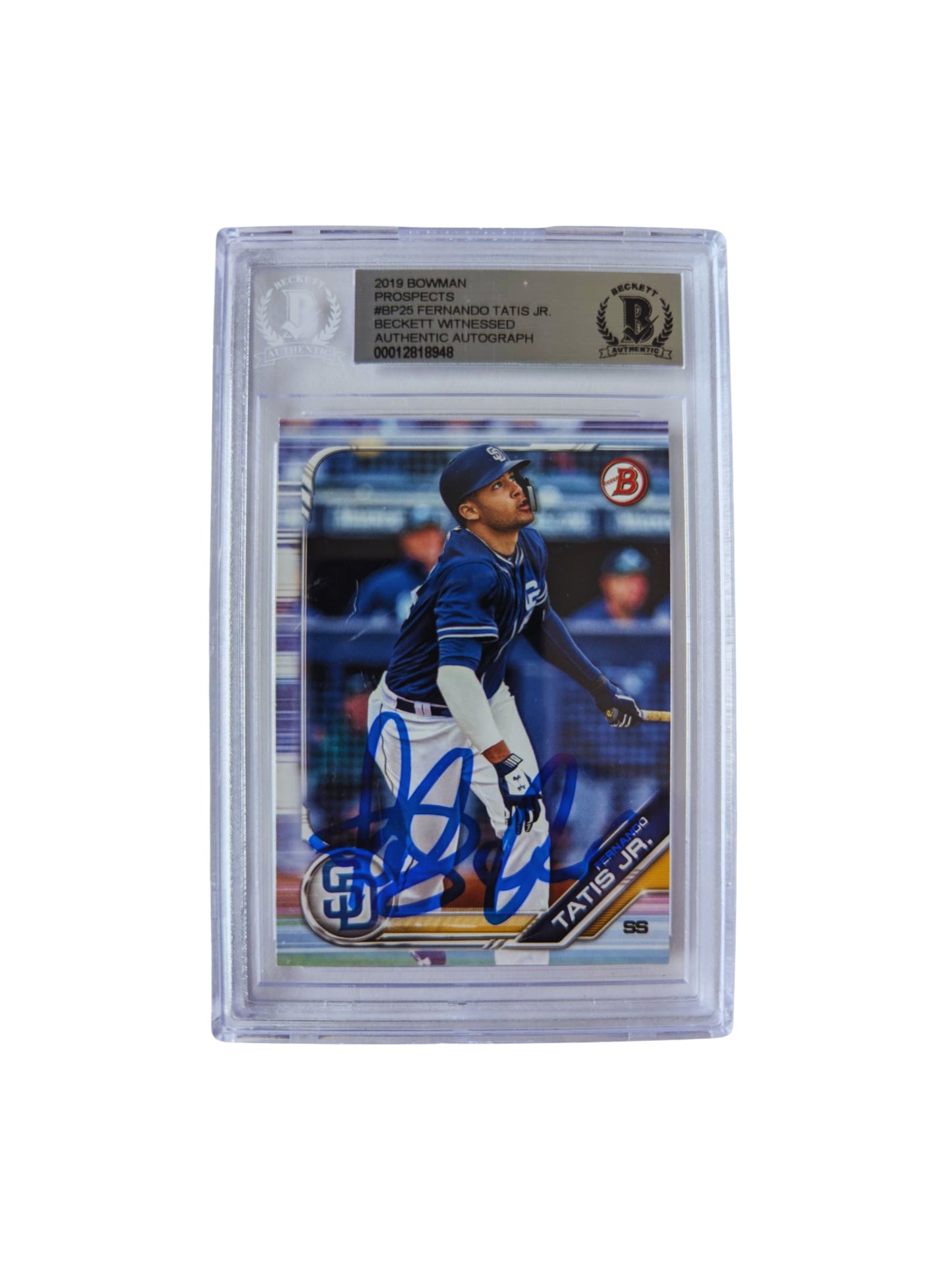Fernando Tatis Jr San Diego Padres TARJETA # 00012818948 autografiada autógrafo certificado por Beckett.