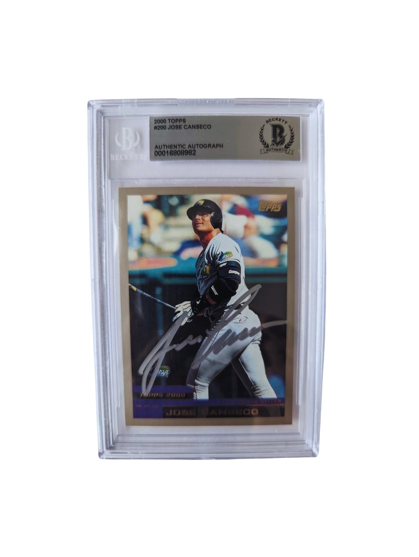 José Canseco TARJETA Devil Rays 00016808982 autografiada autógrafo certificado por Beckett.
