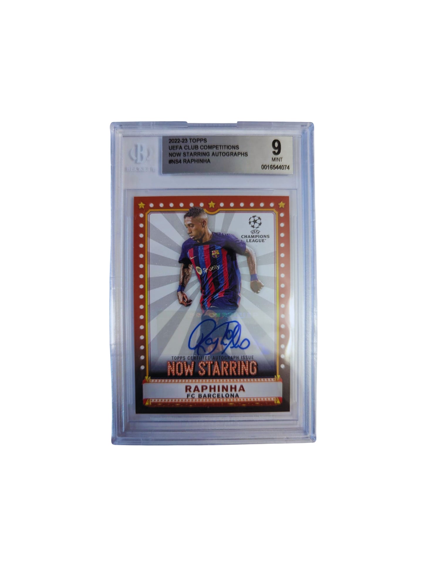 Raphinha TARJETA FC Barcelona # 0016544074 autografiada autógrafo certificado por Beckett.