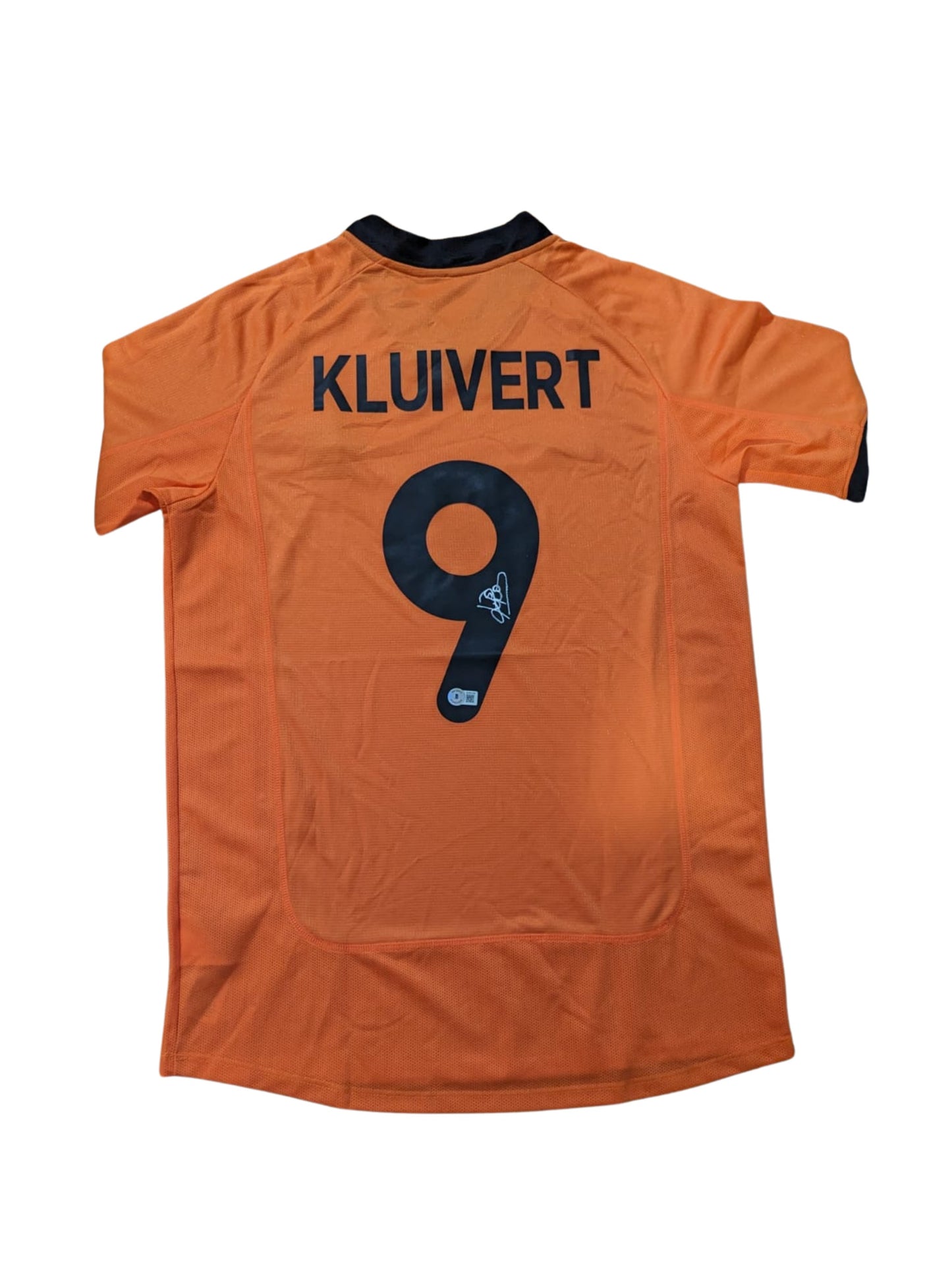 Patrick Kluivert Playera Holanda Paises Bajos autografiada firma autentificada por la compañía Beckett con el número BJ053188.