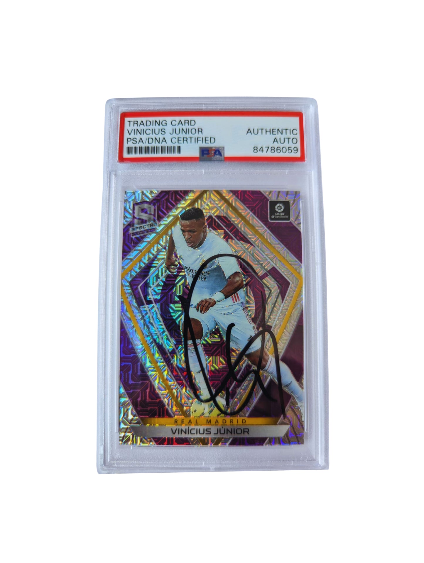 Vinicius Junior Tarjeta Real Madrid autografiada autenticada por PSA # 84786059.