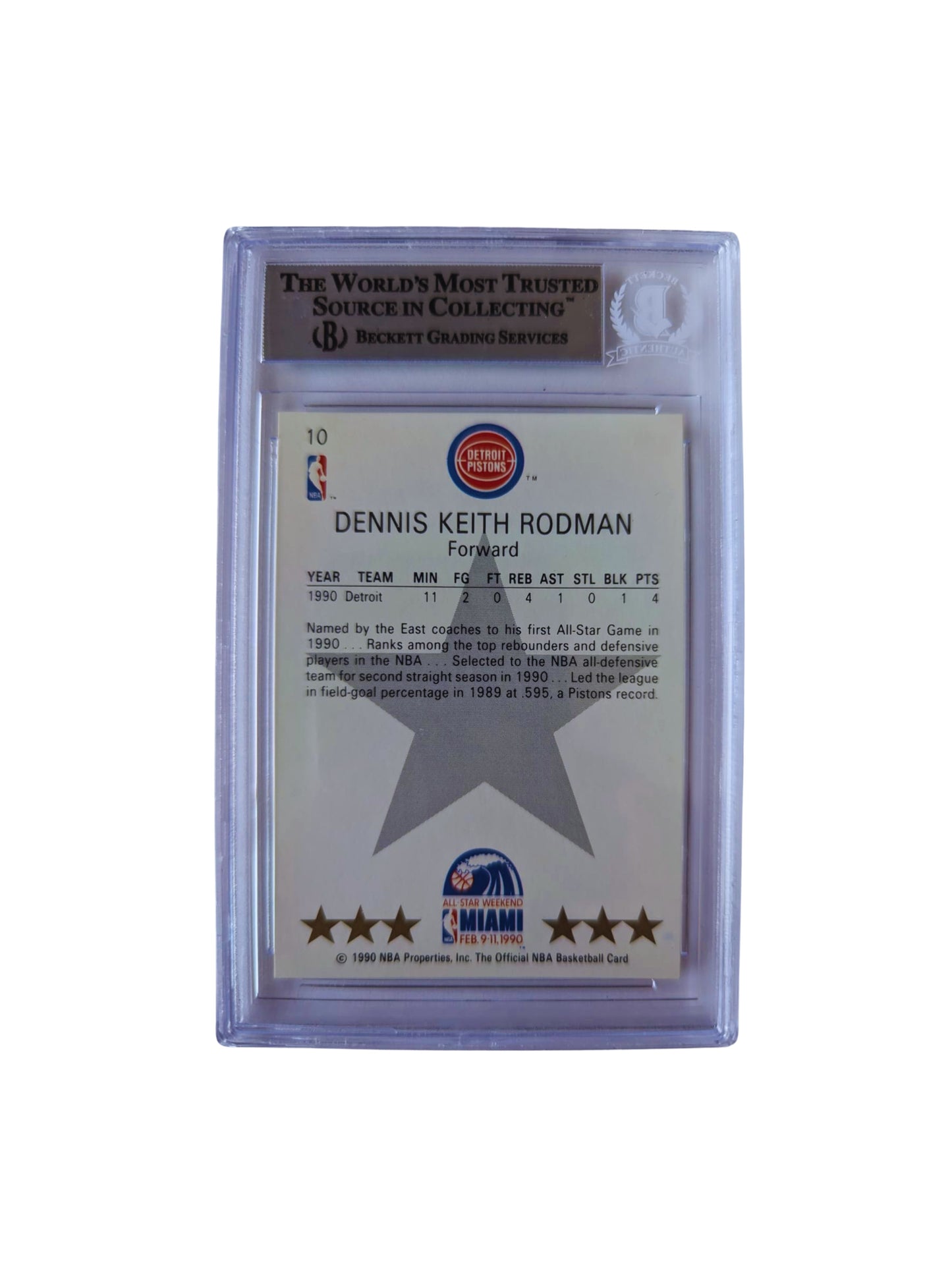 Dennis Rodman NBA Hoops TARJETA # 00013059565 autografiada autógrafo certificado por Beckett.
