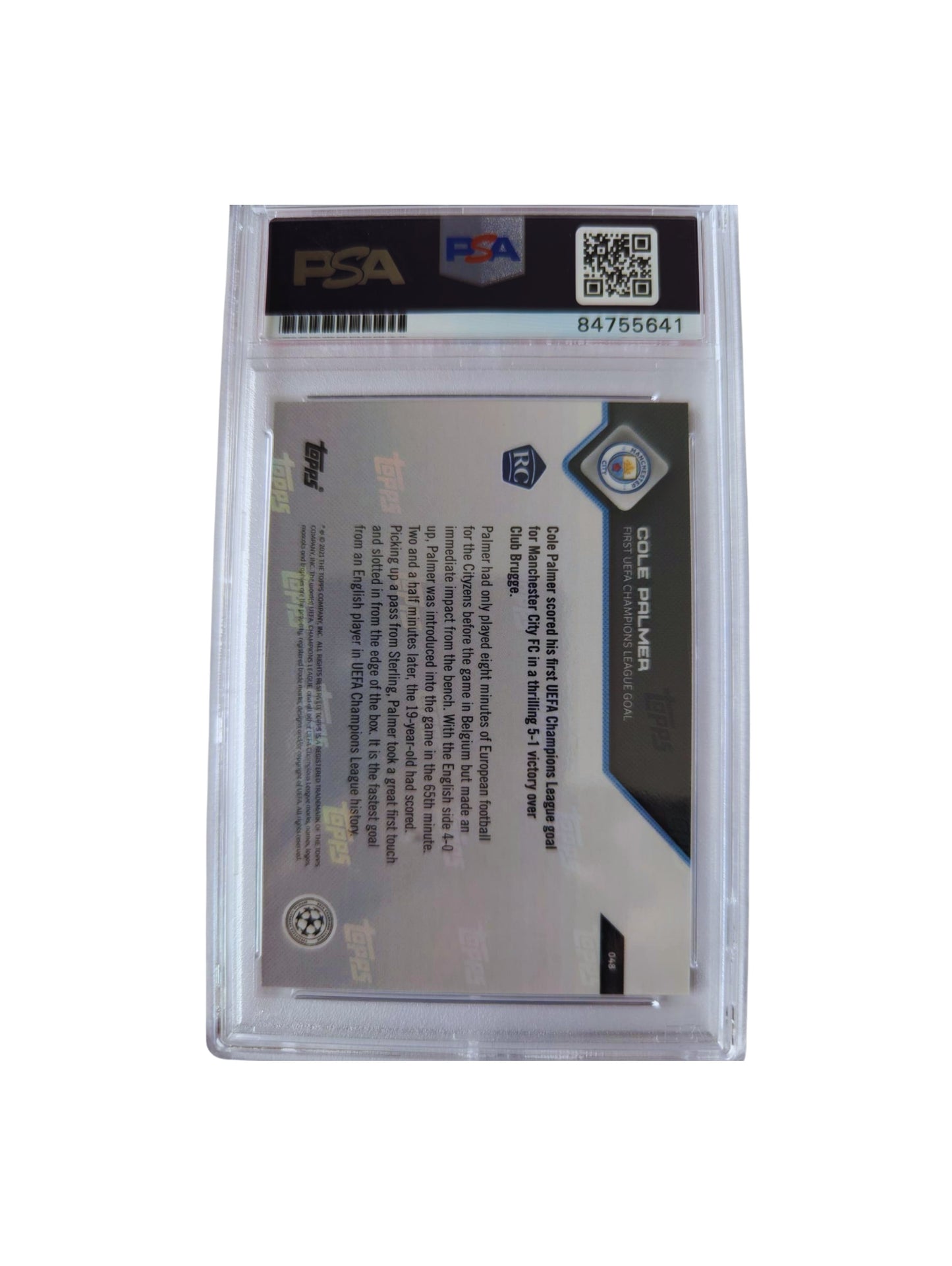 Cole Palmer Manchester City Tarjeta autografiada autenticada por PSA # 84755641.