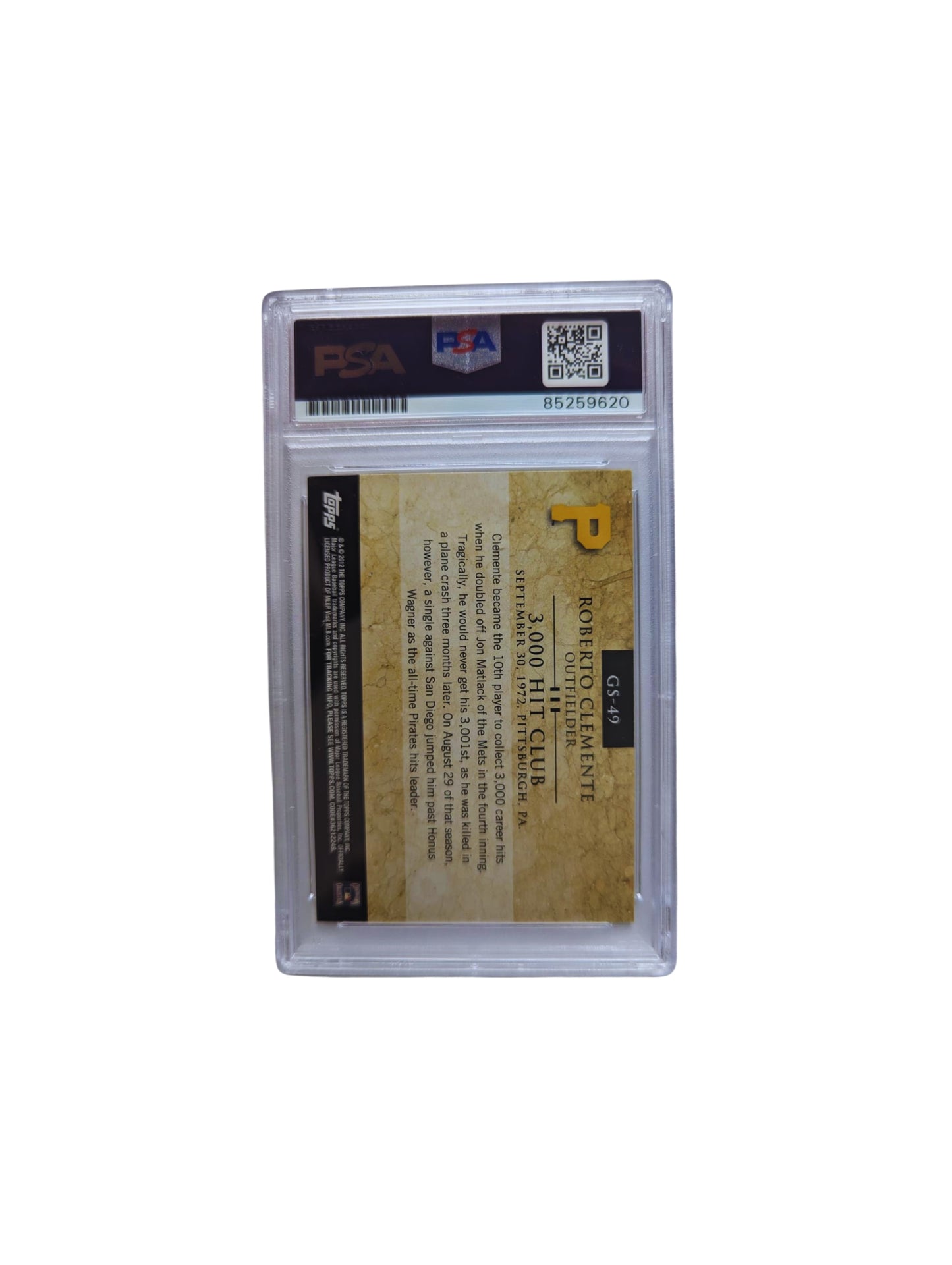 Robert Clement Jr. Tarjeta Pirates autografiada auntenticada por PSA # 85259620.