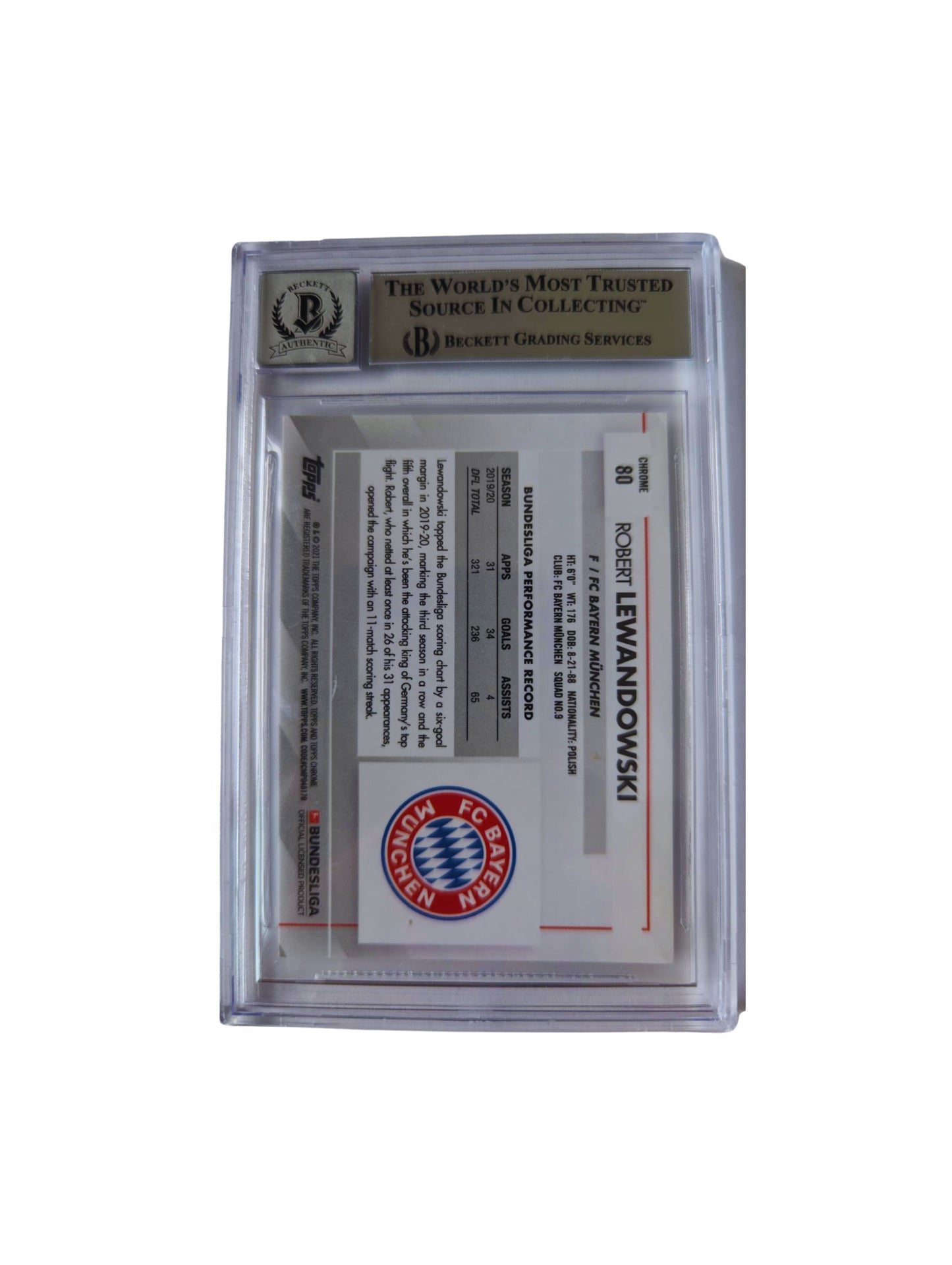 Robert Lewandowski TARJETA FC Bayern München # 00014264693 autografiada autógrafo certificado por Beckett.