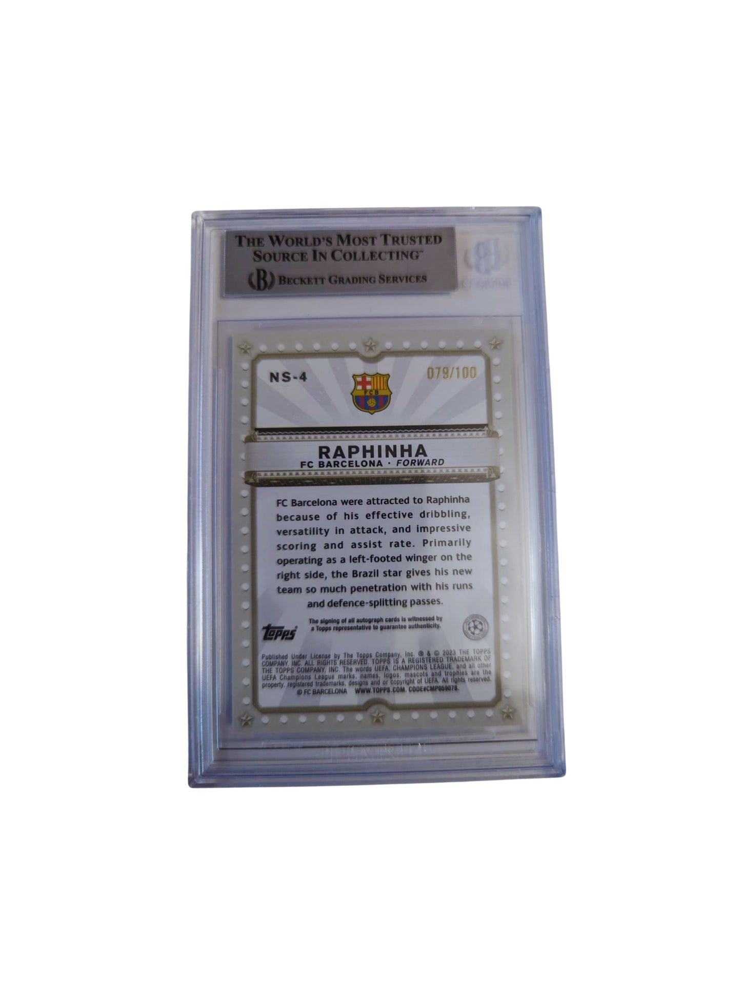 Raphinha TARJETA FC Barcelona # 0016544074 autografiada autógrafo certificado por Beckett.