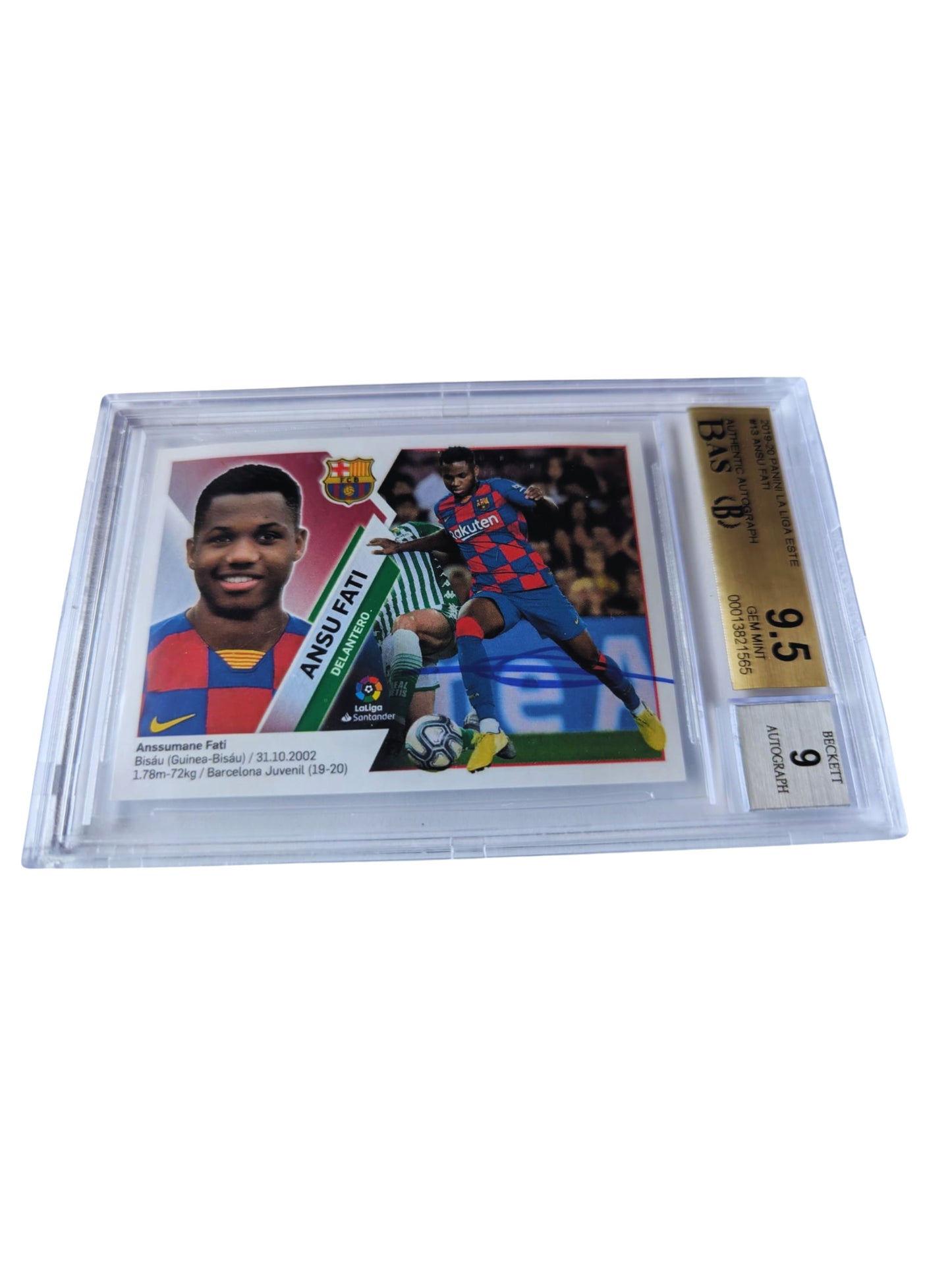 Ansu Fati FC Barcelona TARJETA # 00013821565 autografiada autógrafo certificado por Beckett.