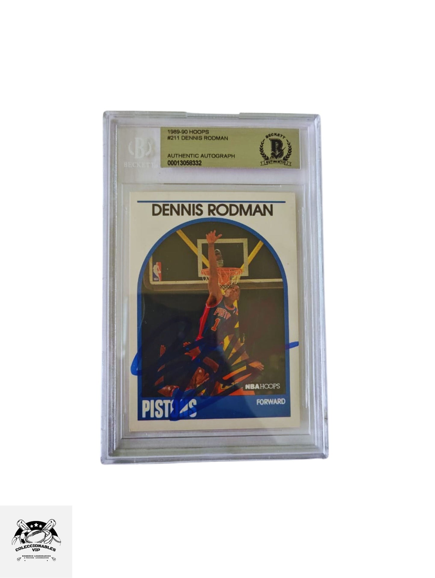 Dennis Rodman Pistons TARJETA 00013058332 autografiada autógrafo certificado por Beckett