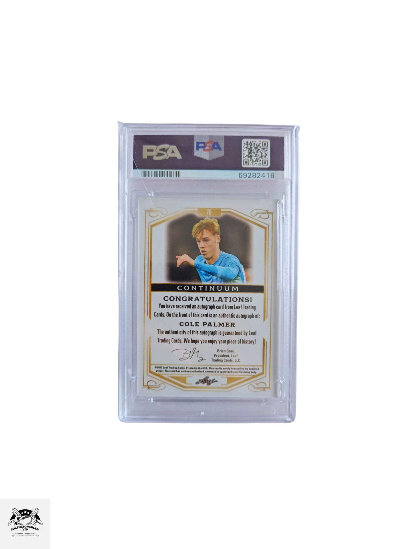 Cole Palmer Tarjeta Leaf autografiada autenticada por PSA 69282416.