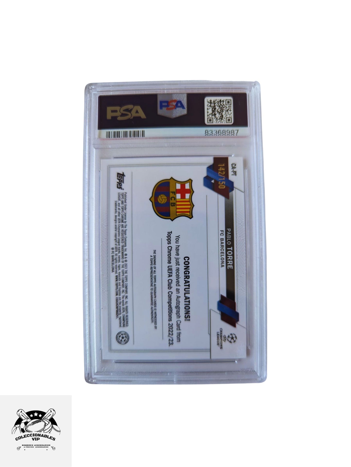 Pablo Torre Tarjeta FC Barcelona autografiada autenticada por PSA 83368987.