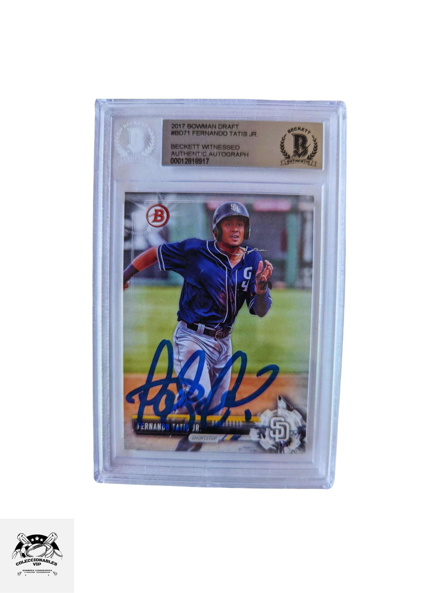 Fernando Tatis Jr San Diego Padres TARJETA 00012818917 autografiada autógrafo certificado por Beckett.