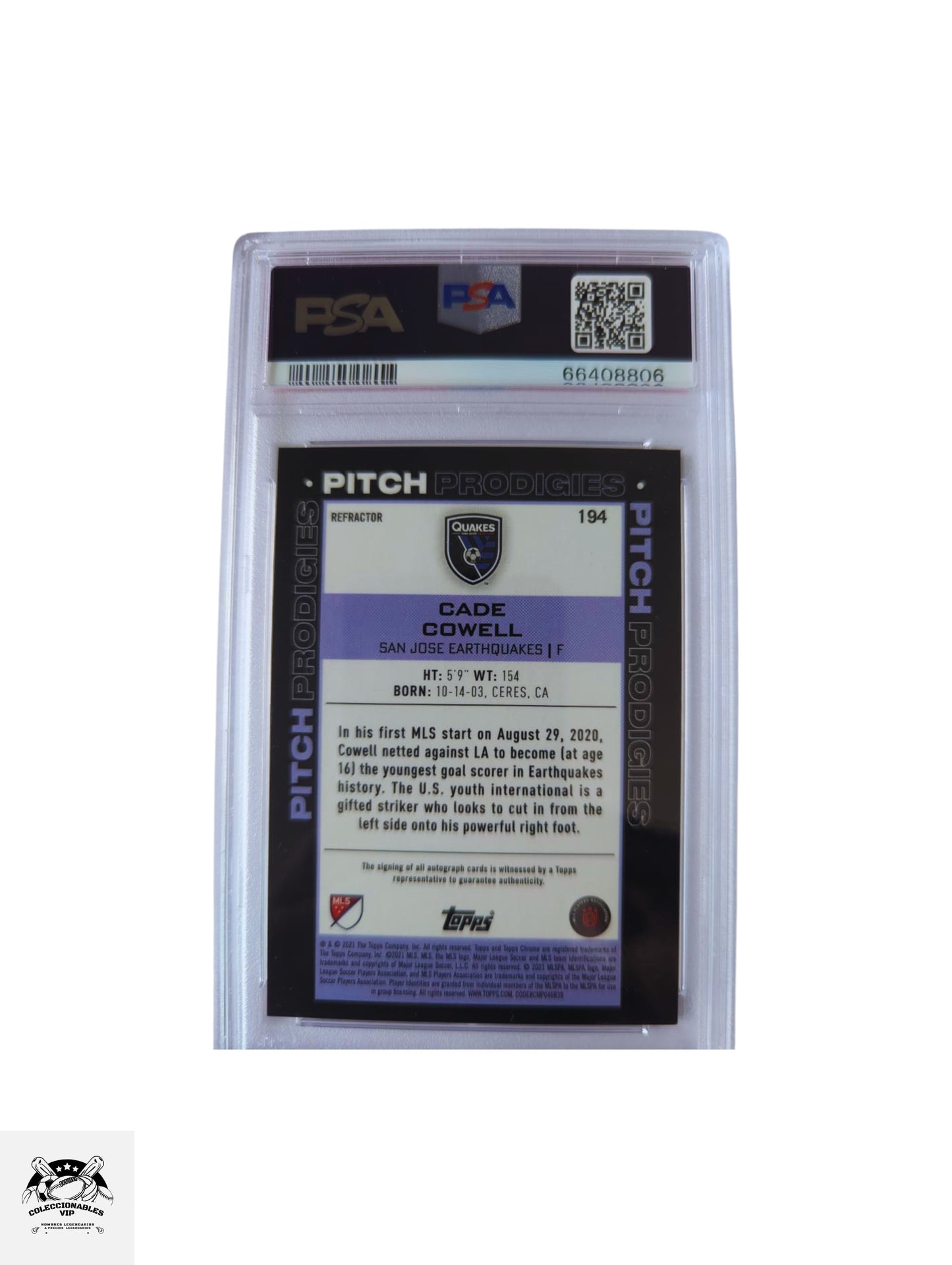 Cade Cowell San Jose Earthquakes Tarjeta autografiada autenticada por PSA 66408806.
