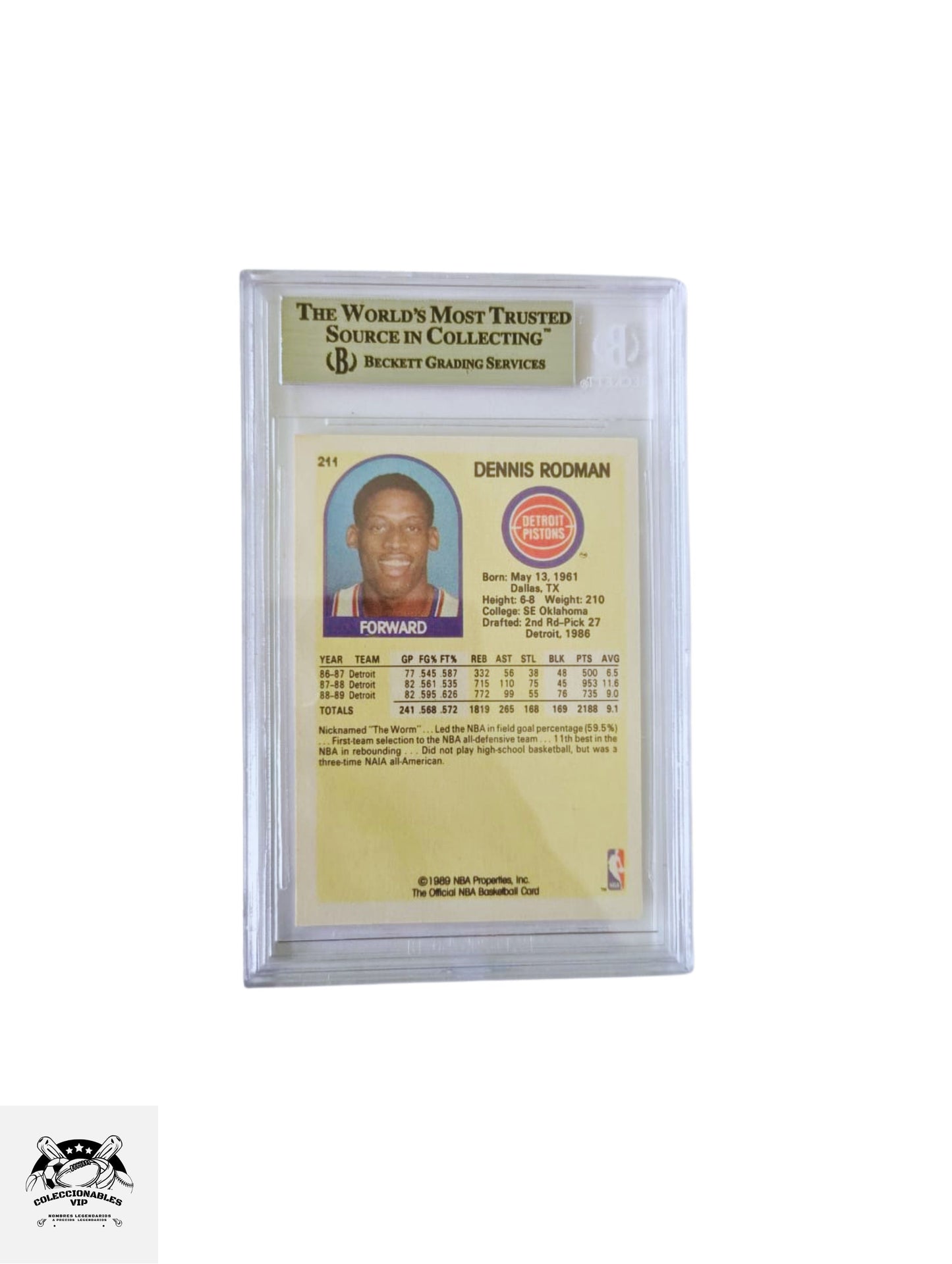 Dennis Rodman Pistons TARJETA 00013058332 autografiada autógrafo certificado por Beckett