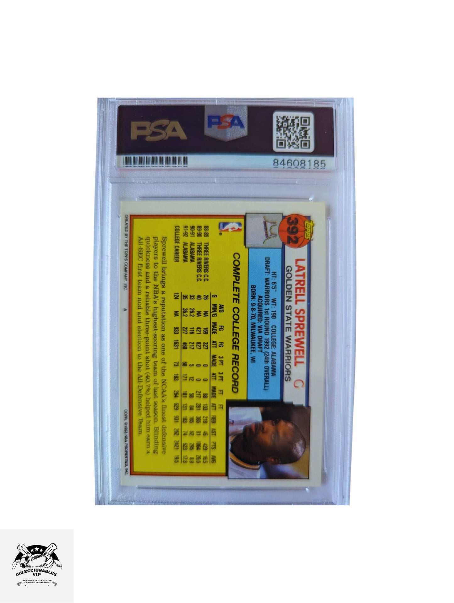 Latrell Sprewell Tarjeta Golden State Warriors autografiada autenticada por PSA 84608185.