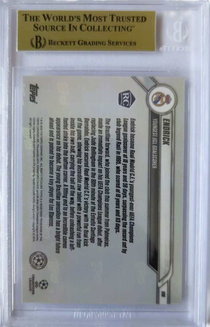 Endrick Felipe Tarjeta Topps Now UCL Real Madrid Graduada por Beckett 0017555101.