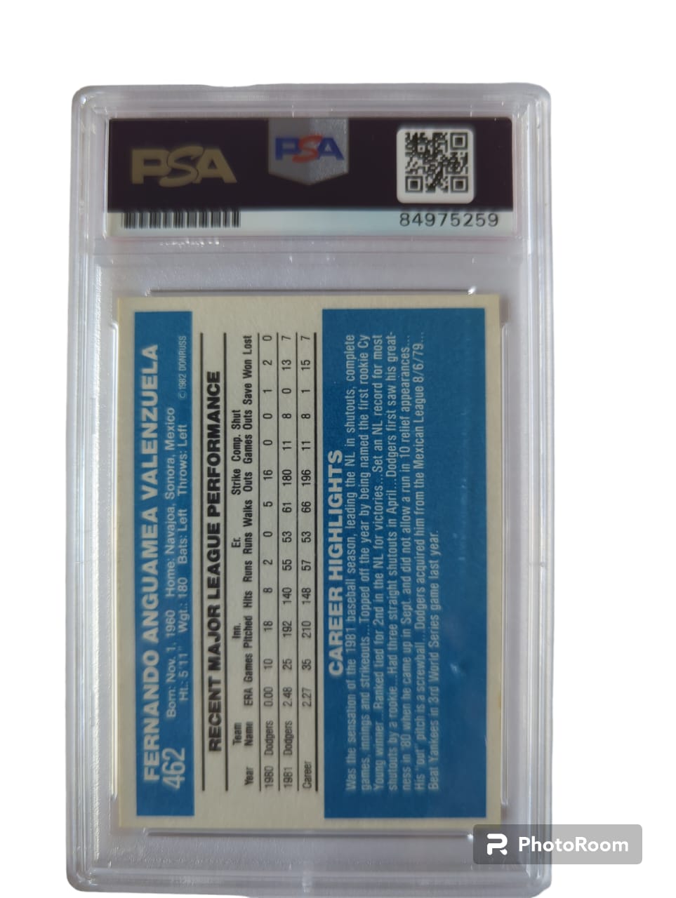 Fernando Valenzuela TARJETA Dodgers Autografiada