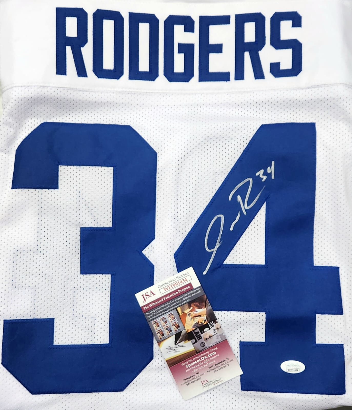 Isaiah Rodgers playera blanca autografiada certificado JSA WIT991434