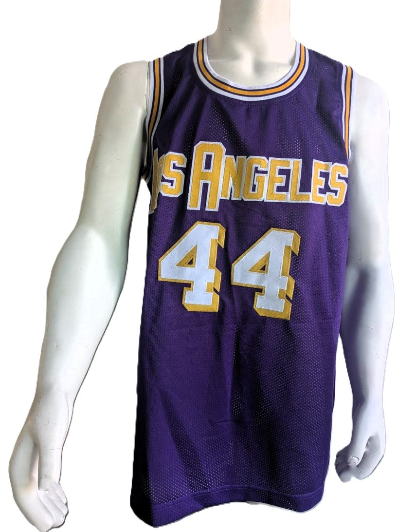 Jerry West Playera LA Basquet autografiada, firma certificada por la compañía Beckett con el número BN56093