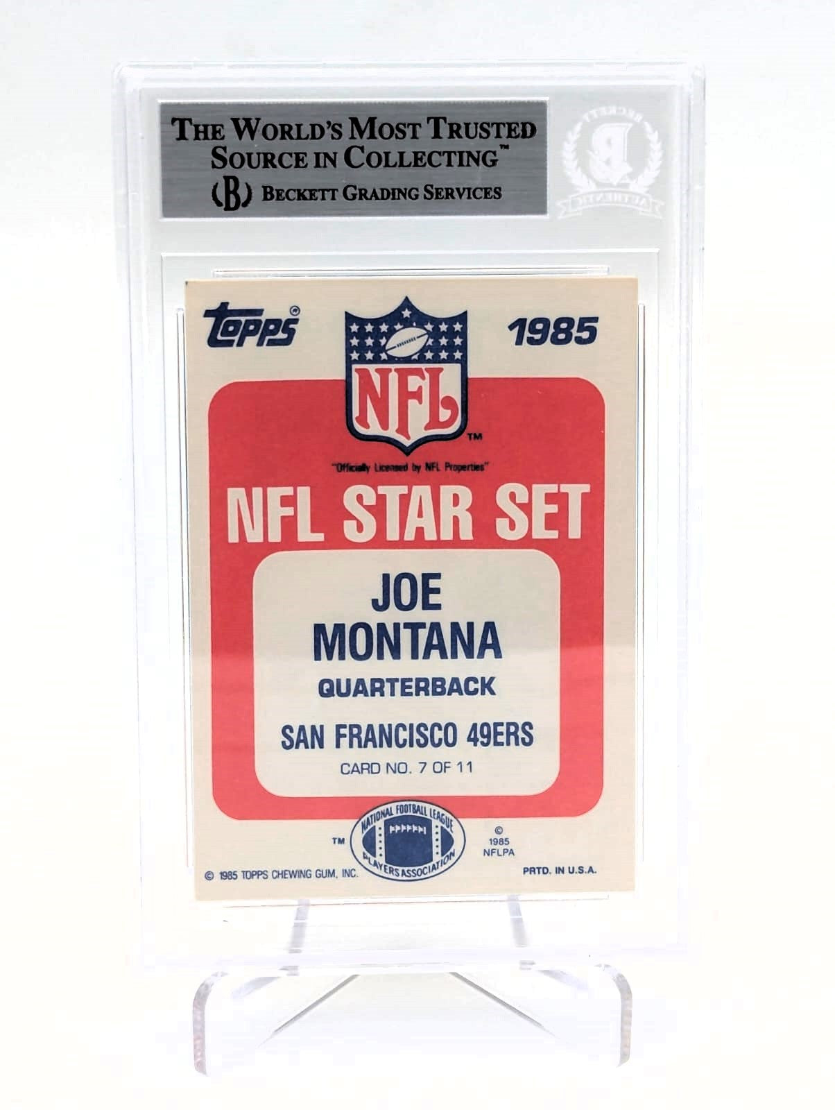 Joe Montana Tarjeta Autografiada San Francisco 49ers 1985 Topps Autenticada por Beckett 00012825606.